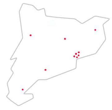 Mapa de Catalunya amb identificació dels 10 ateneus cooperatius